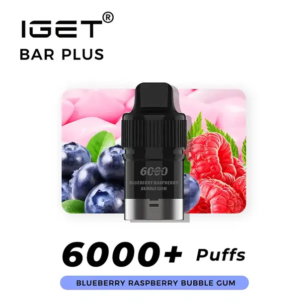 Blueberry Raspberry Bubble Gum – IGET Bar Plus Pod 6000 Puffs IGET Bar Plus Pod 6000 Puffs — buy IGET vape online in Australia