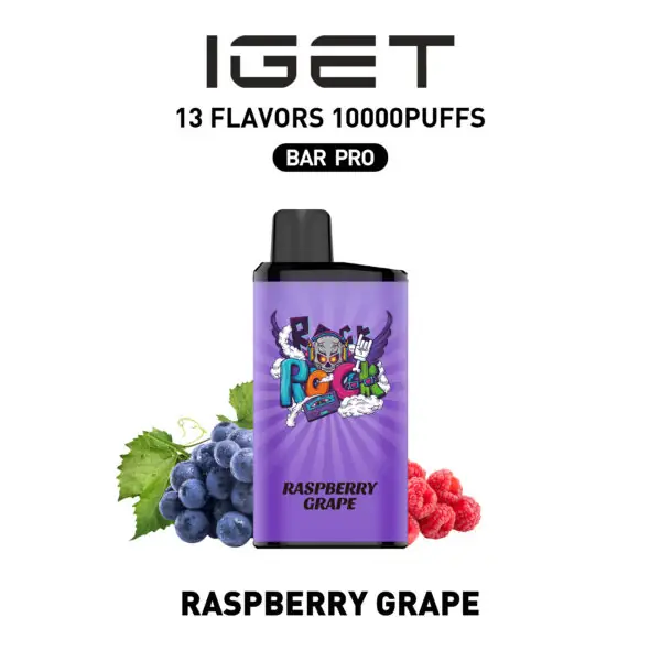 Raspberry Grape IGET Bar Pro 10000 Puffs IGET Bar Pro — buy IGET vape online in Australia