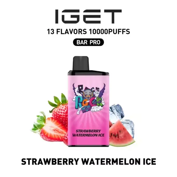 Strawberry Watermelon Ice IGET Bar Pro 10000 Puffs IGET Bar Pro — buy IGET vape online in Australia